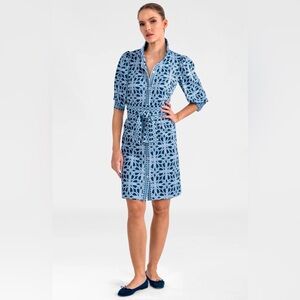 NWT Gretchen Scott Swagger Dress Ringtoss Navy White JDPSRT XS $219